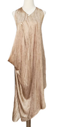 Cowl-Neck Open-Back Dress - Brown F