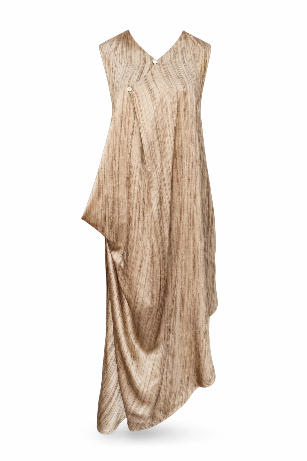 Cowl-Neck Open-Back Dress - Brown F