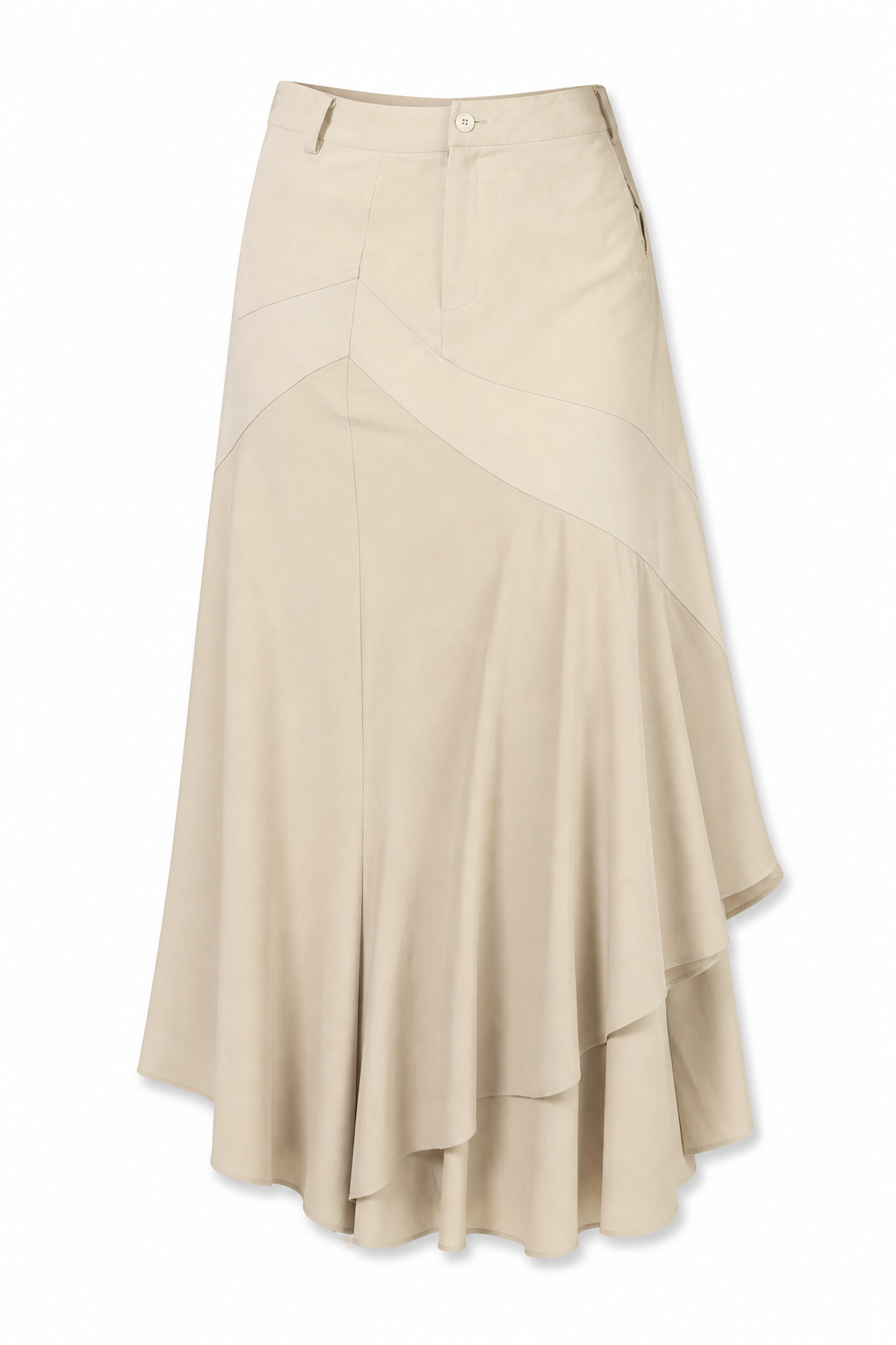 Asymmetric Patchwork Draped Skirt
