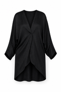Textured Dye-Effect Draped Cardigan
