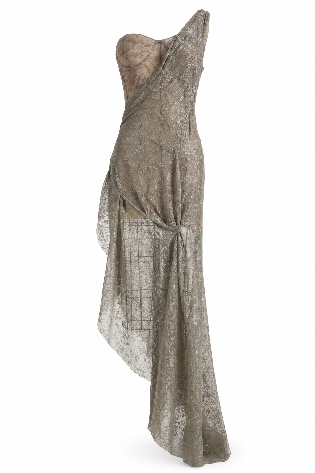 Textured Fitted Off-Shoulder Dress Overlay