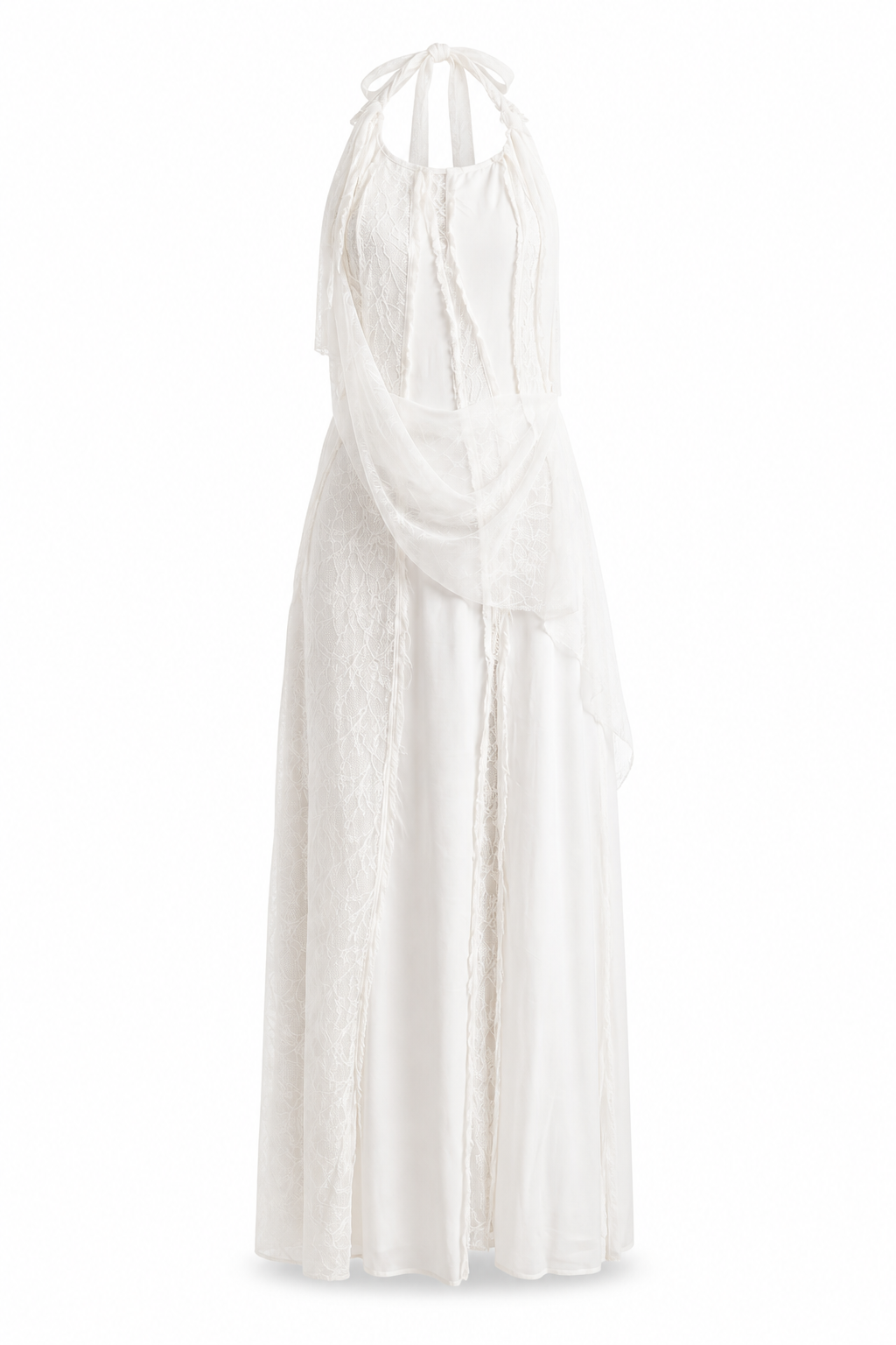 Halter Open-Back Patchwork Dress