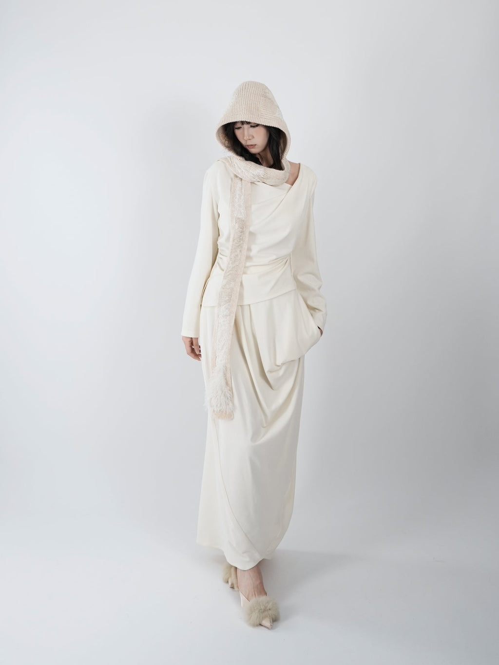 Asymmetric Ruched Suit Dress