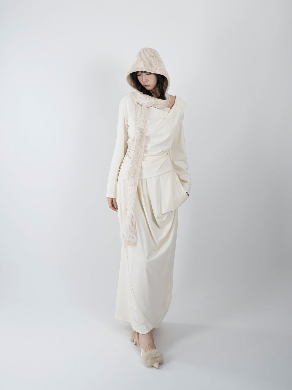 Asymmetric Ruched Suit Dress